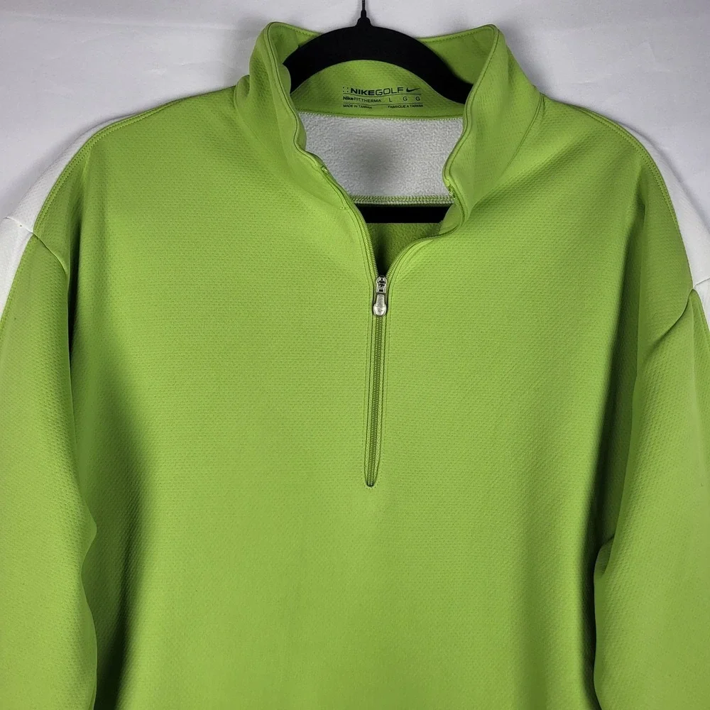 Nike Golf Nike Fit Therma Sweatshirt‎ Men's Large Green White Quarter Zip